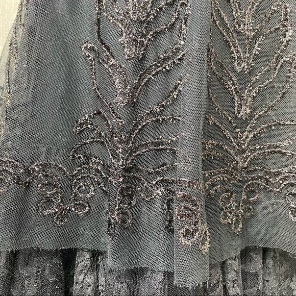 Ralph Lauren Black on Black Embroidered Tulle & Lace Tiered Maxi Ball Skirt - Picture 16 of 16